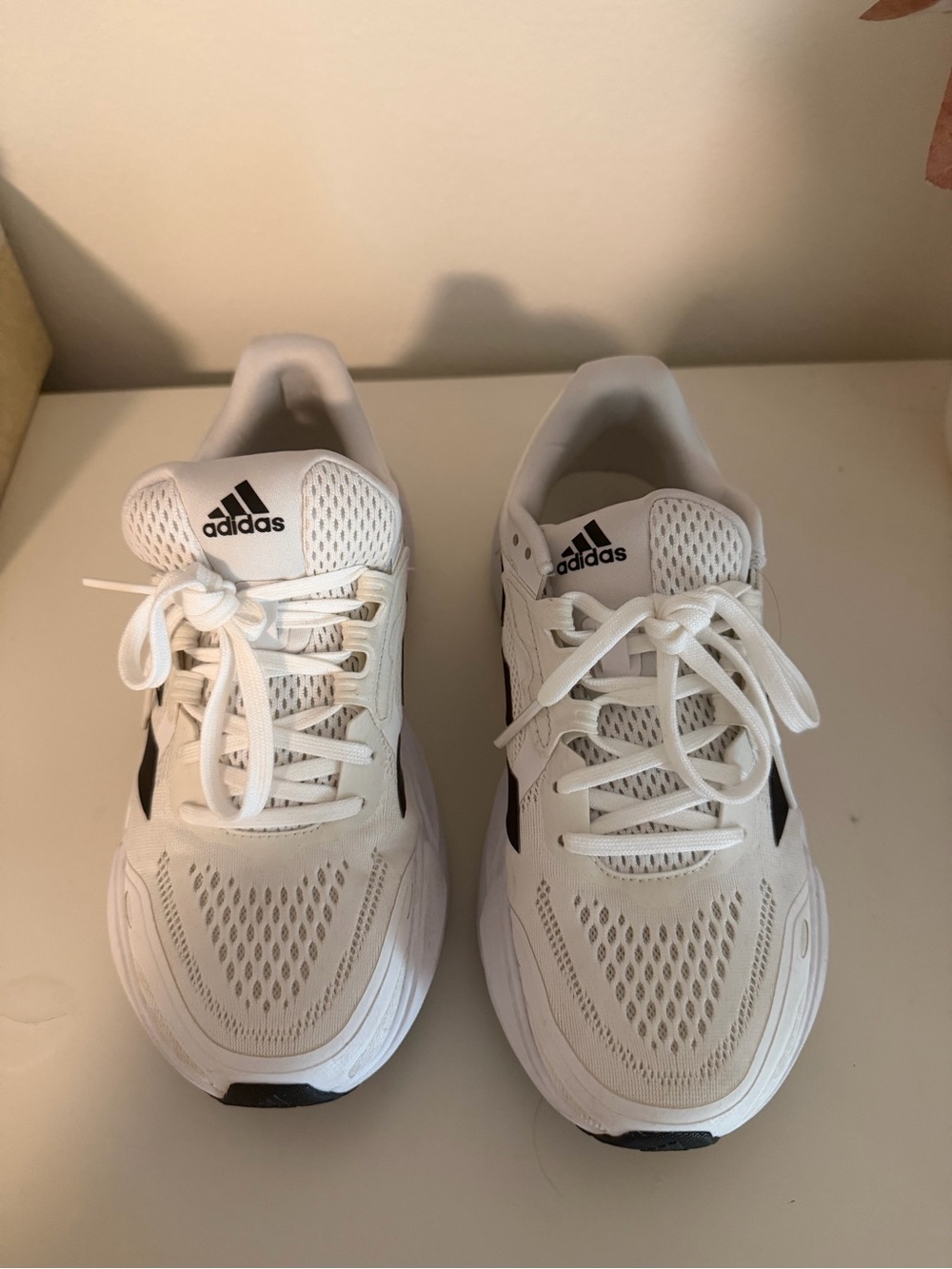 adidas White and Black Mesh Athletic Sneakers